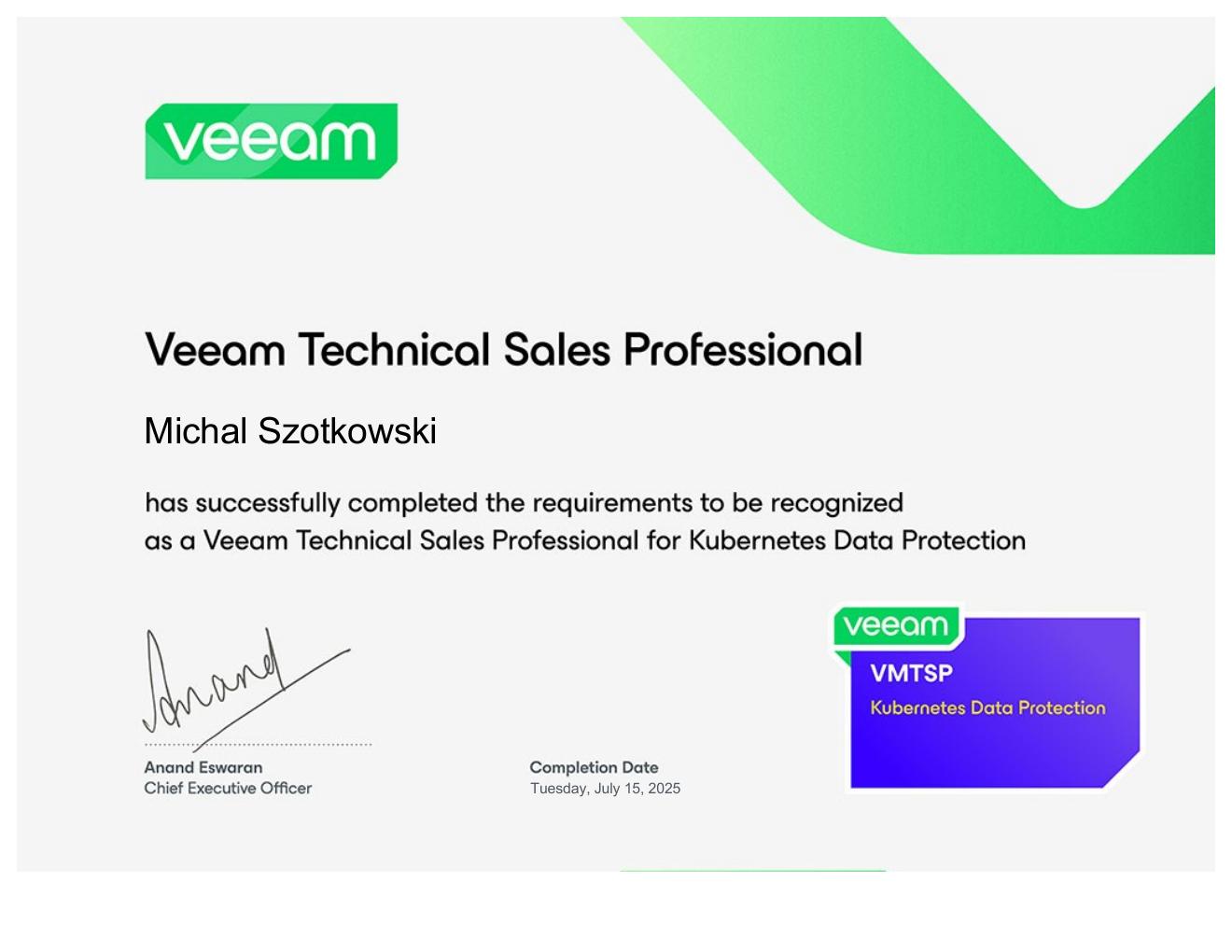 VMTSP Kubernetes Data Protection